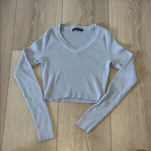 Brandy Melville Ribbed V-Neck Top